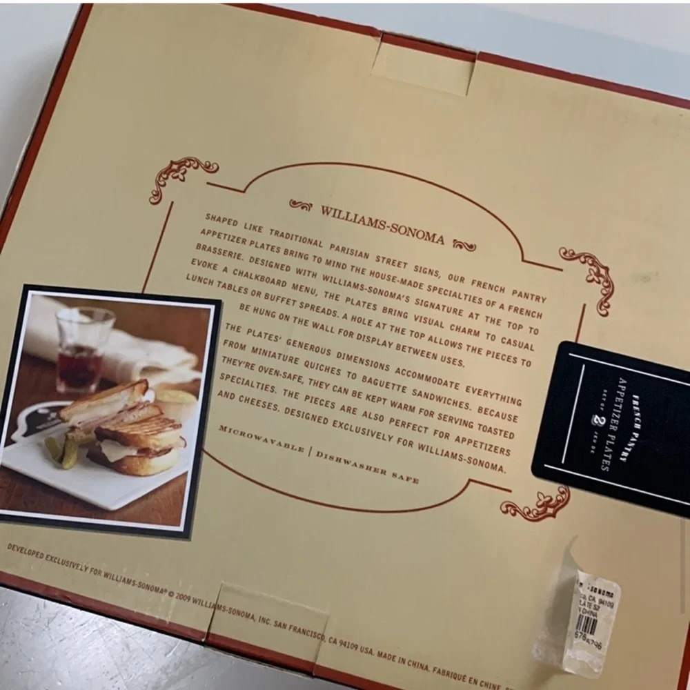 Williams Sonoma French Pantry Appetizer Plates- Set Of 2
